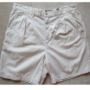 Men's John Ashford Cream Cotton Shorts Short Size 38 Pleated Casual Men